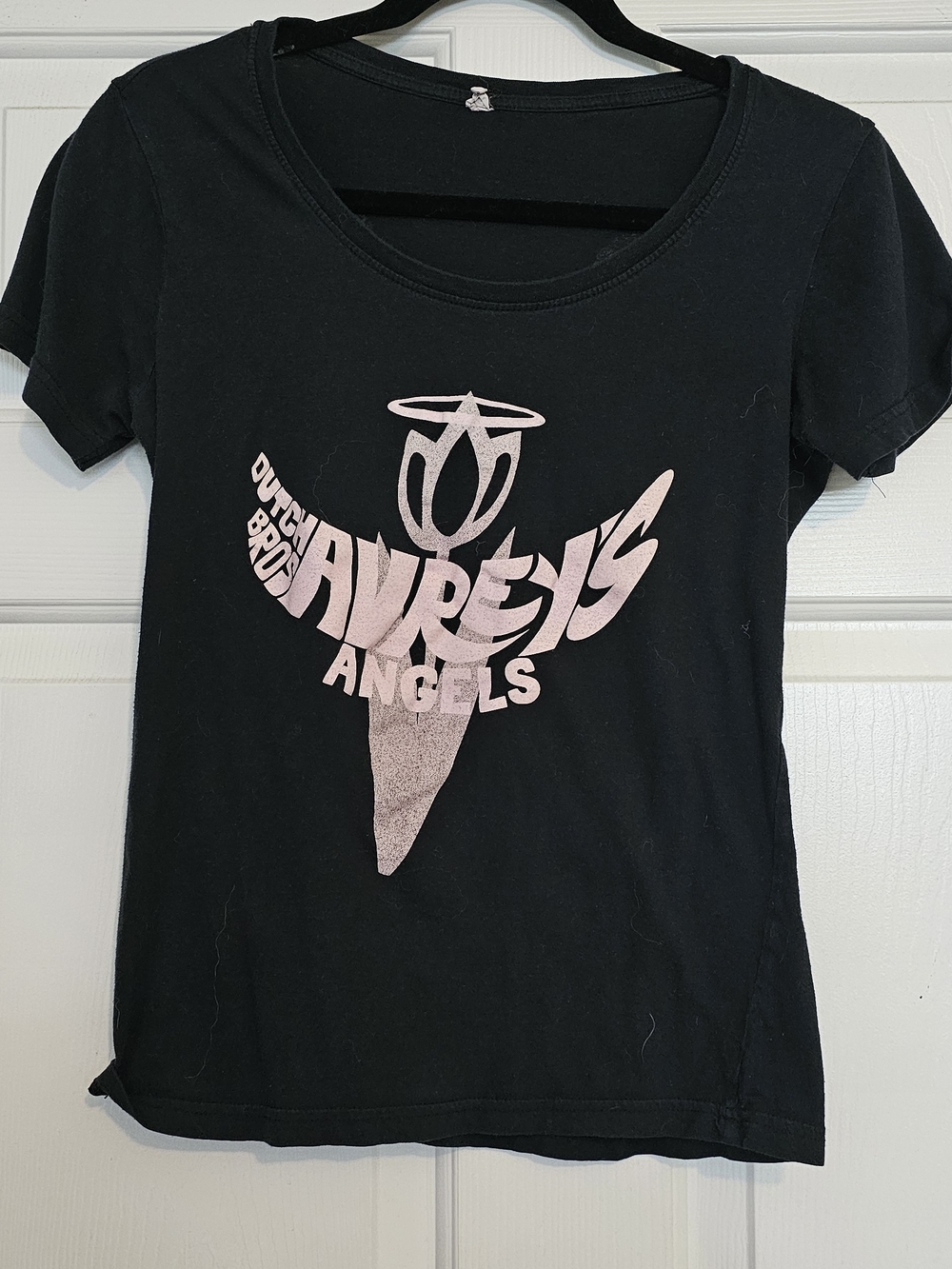 Dutch Bros Black T-Shirt with Light Pink Angel Logo